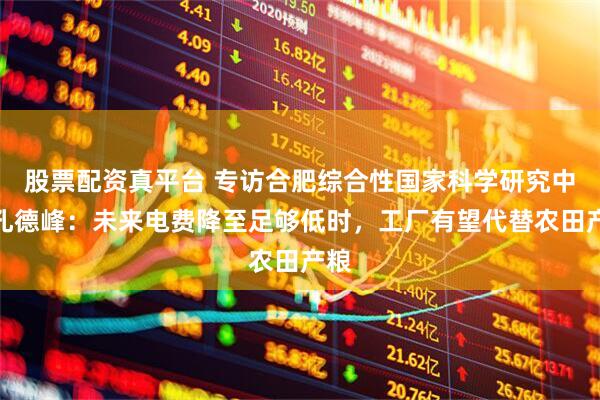 股票配资真平台 专访合肥综合性国家科学研究中心孔德峰：未来电费降至足够低时，工厂有望代替农田产粮